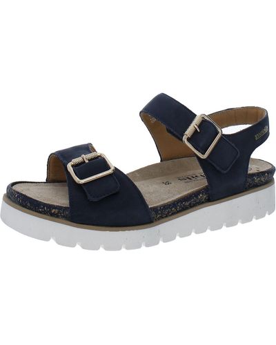 Mephisto Tarina Leather Comfort Flatform Sandals - Blue