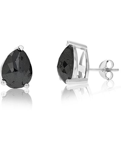 Vir Jewels 7 Cttw Pear Shape Black Diamond Stud Earrings .925 Sterling Prong Set