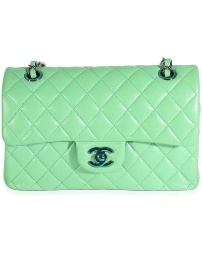 Chanel Quilted Lambskin Rainbow Small Classic Double Flap Bag - Green