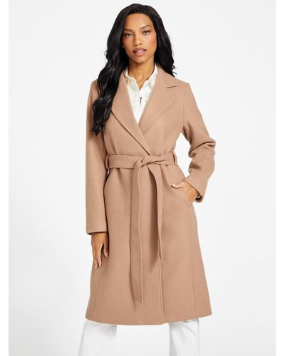 Guess asymmetrical belted wool wrap coat sales