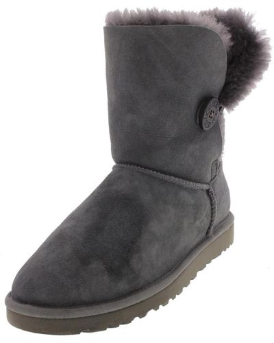 UGG Bailey Button Suede Lined Casual Boots - Gray