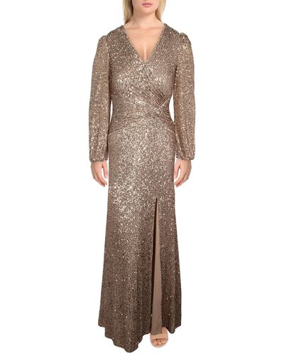 Xscape Sequined Maxi Evening Dress - Brown
