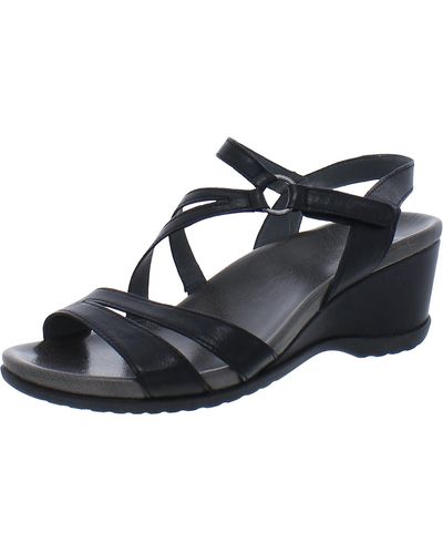 Dansko Addyson Leather Ankle Wedge Sandals - Black