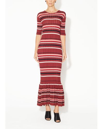 Adam Lippes Mermaid Dress In Cotton Crepe - Red