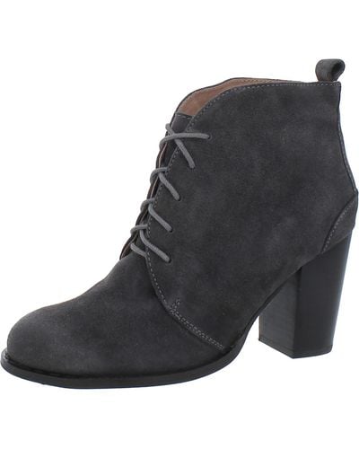 Seychelles Tower Suede Stacked Heel Combat & Lace-up Boots - Black