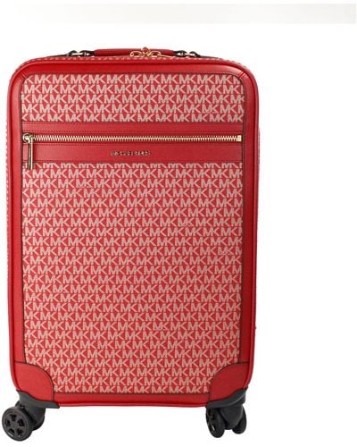 Michael Kors Travel Small Signature Trolley Rolling Suitcase Carry On Bag - Red