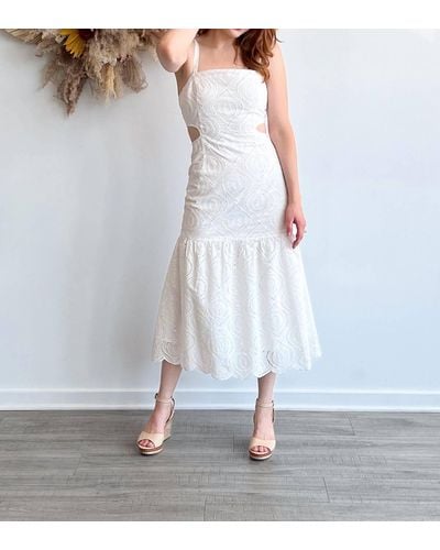 MINKPINK Viola Embroidered Midi Dress - White