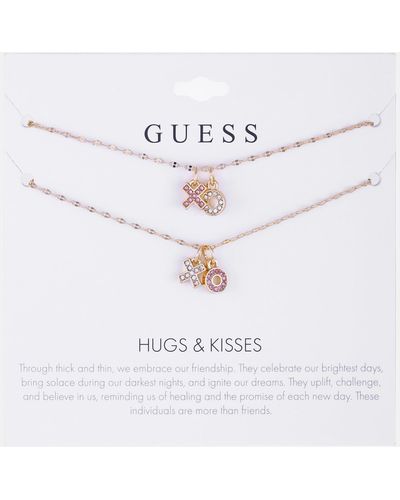 Guess Factory Gold-tone Xo Necklace Set - White