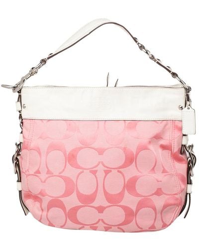 COACH Signature Canvas And Leather Hobo - Pink