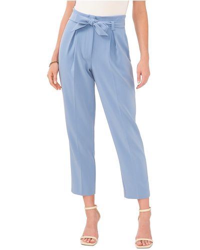 Vince Camuto High Rise Pleated Paperbag Pants - Blue
