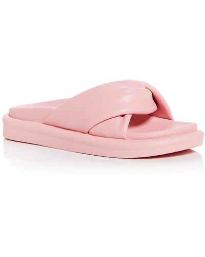Aqua Ryle Faux Leather Slip On Slide Sandals - Pink