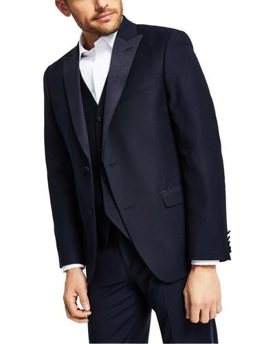 Alfani Solid Polyester Tuxedo Jacket - Blue