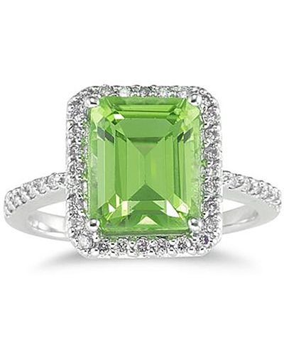 Monary Peridot And Diamond Halo Cocktail Ring - Green
