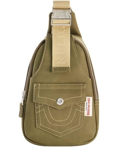 True Religion Suede Sling With Horseshoe Front Pocket - Green
