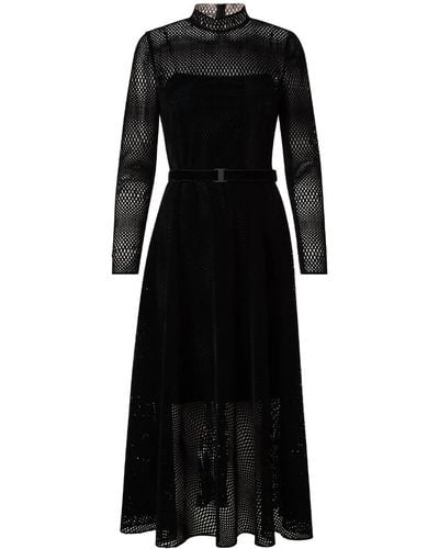 Akris Punto Lasercut Velvet Grid Dress In Black