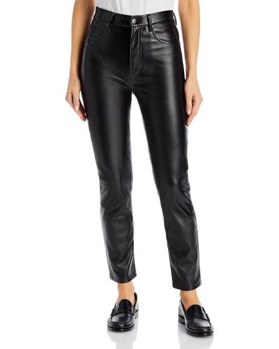 Anine Bing Sonya Vegan Leather Shimmer Skinny Pants - Black