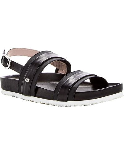 Taryn Rose Sandra Leather Adjustable Footbed Sandals - Black