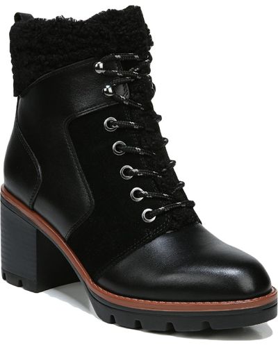 Naturalizer Val Leather Lug Sole Combat & Lace-up Boots - Black