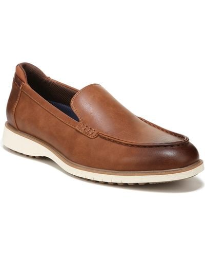 Dr. Scholls Synce Up Moc Faux Leather Round Toe Loafers - Brown