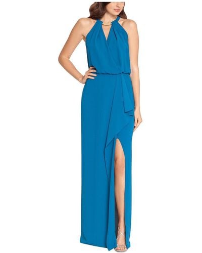 Xscape Halter Maxi Evening Dress - Blue