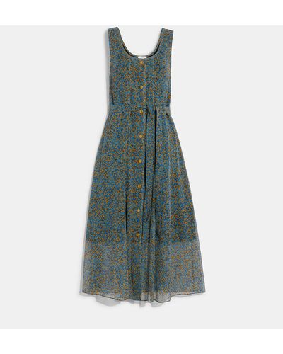 COACH Long Print Dress - Blue
