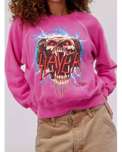 Daydreamer Slayer Electrified Raglan Crew - Pink