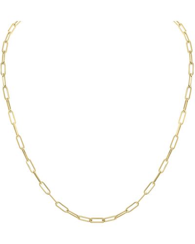 Monary 14k Yellow Gold Dainty Paperclip Necklace With Lobster Clasp - 16 Inch - Metallic