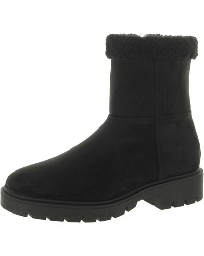 Esprit Ariana Faux Fur Round Toe Ankle Boots - Black