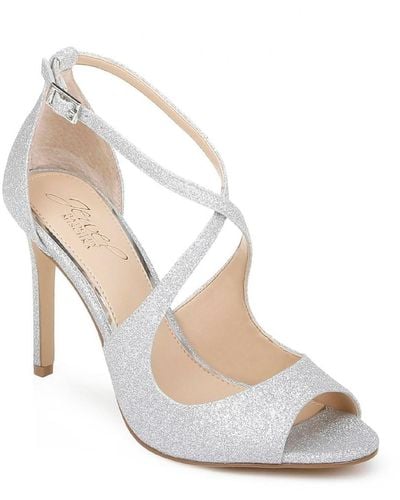 Badgley Mischka Jonna Glitter Ankle Strap D'orsay Heels - White