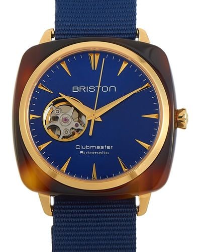 Briston Clubmaster Iconic Acetate Gold Blue Dial Watch 19740.pya.ti.9.nnb