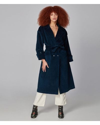 Lola Jeans Avery-eb Corduroy Trench Coat - Blue