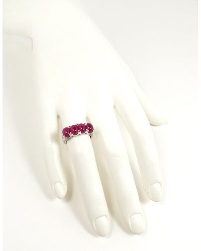 Savvy Cie Jewels Sterling .07 Diamond/ 4.95 Ct Ruby Cabilver Ring - Natural