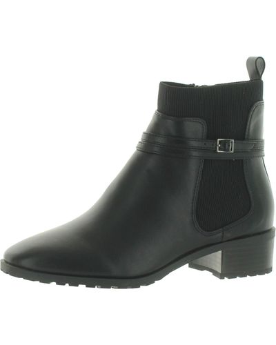 Anne Klein Cassie Faux Leather Zip Up Ankle Boots - Black