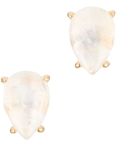 Adornia Fine Moonstone Pear Cut Studs 14k Gold Vermeil - White