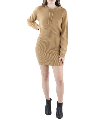 Almost Famous Juniors Hooded Mini Sweaterdress - Natural