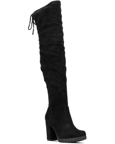 New York & Company Adora Faux Suede Over-the-knee Boots - Black