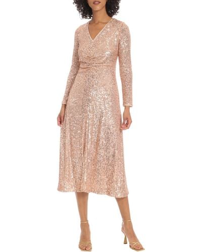 Maggy London Sequined Midi Cocktail And Party Dress - Pink