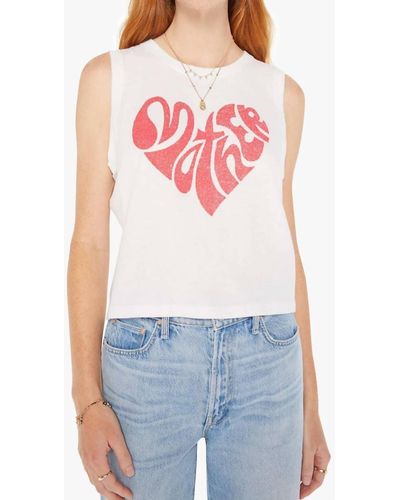 Mother Strong And Silent Type Cropped Muscle Tee - Red