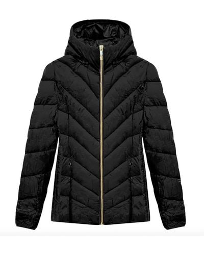 MICHAEL Michael Kors Chevron Quilted Short Packable Jacket - Black