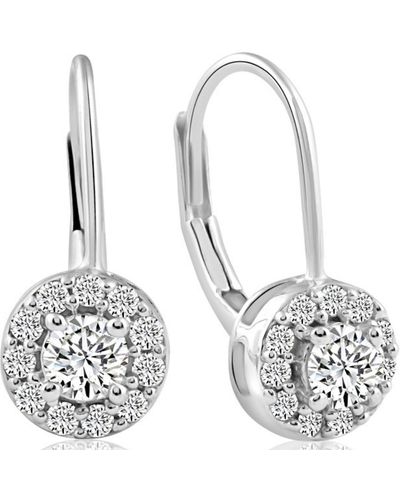 Pompeii3 1/2ct Halo Diamond Hoops With Lever Backs In White Or Gold