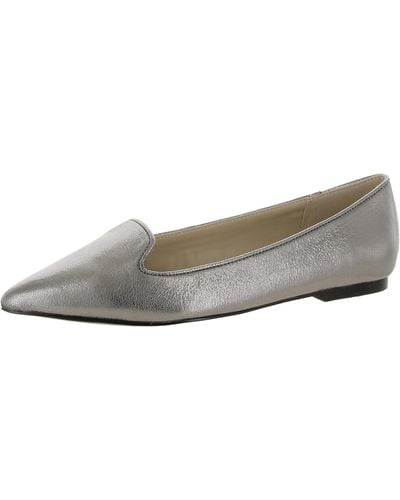 Jones New York Fairly Leather Pointed Toe Loafers - Gray