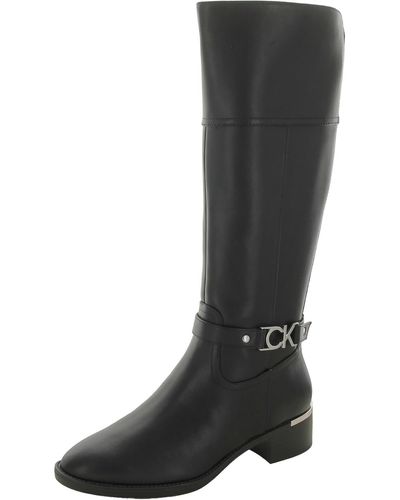Calvin Klein Daphny Leather Knee-high Boots - Black