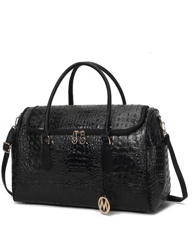 MKF Collection by Mia K Rina Crocodile Embossed Vegan Leather Duffle Bag By Mia K - Black