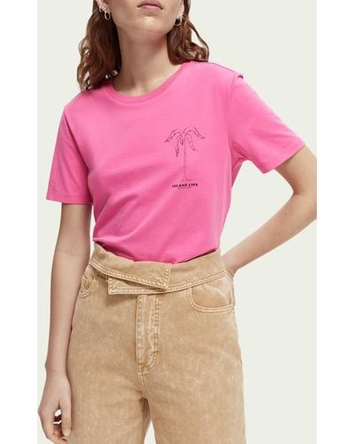 Scotch & Soda Regular-fit Organic Cotton T-shirt - Pink