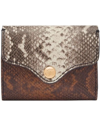 Fossil Heritage Embossed Leather Wallet Trifold - Gray