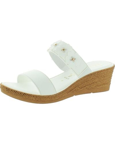 Italian Shoemakers Frisbee Patent Open Toe Wedge Sandals - White