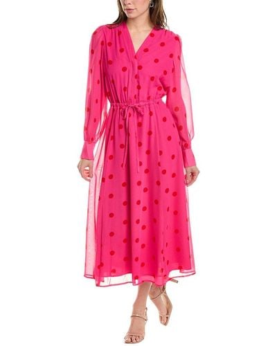 Anne Klein Polka Dot Midi Dress - Pink