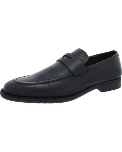 HUGO Kyron Loaf Leather Slip On Loafers - Black
