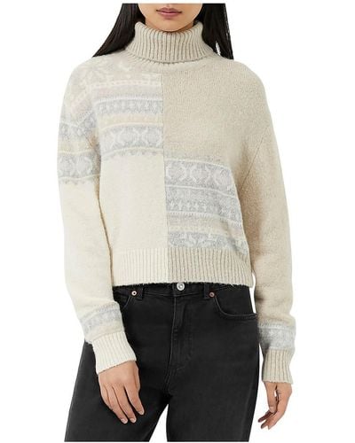 French Connection Magda Fair Isle Colorblock Turtleneck Sweater - White