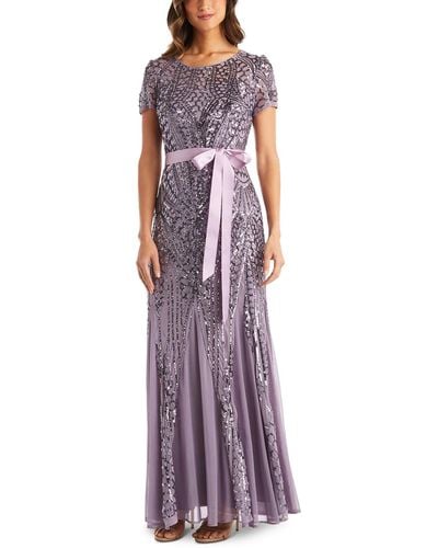 R & M Richards Sequined Maxi Evening Dress - Purple